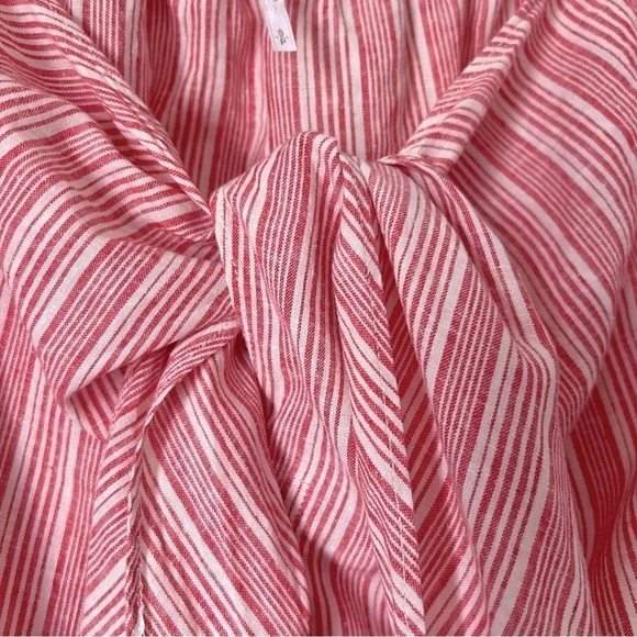 Free People Hello There Beautiful Off Shoulder Red Cream Striped Relaxed Top - Picture 6 of 15